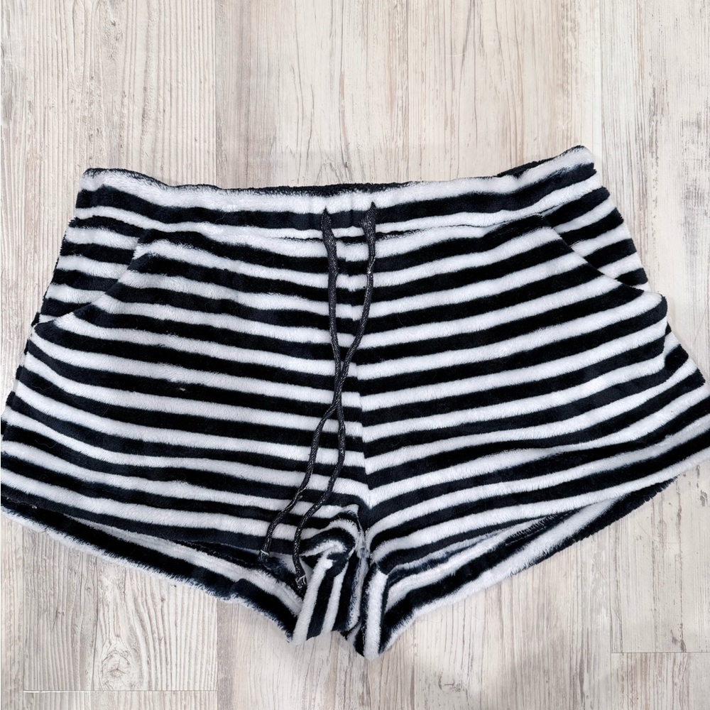 Garage Navy and White Fuzzy Sleep Shorts